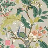 Peacock Traditional Wallpaper - Linen, Swatch