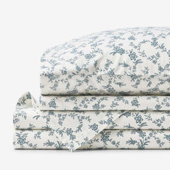 Tapestry Vine Garment Washed Cotton Percale Bed Sheet Set - Ivory Multi, King