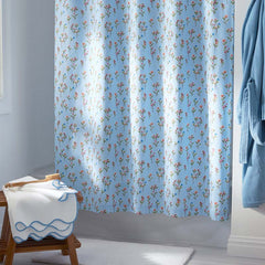 Blossoms and Stripes Classic Cool Cotton Percale Shower Curtain - Garden Poppies