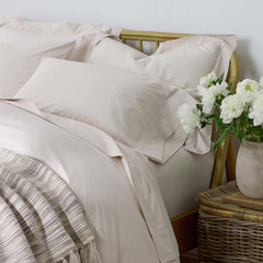 Solid Garment Washed Cotton Percale Flat Bed Sheet - Buff, King/Cal. King