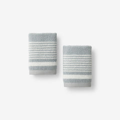 Plush Spa Stripe Washcloths, Set of 2 - Light Seaspray