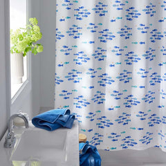 Summer Prints Classic Cool Cotton Percale Shower Curtain - Fish Swim