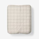 Tailored Stripes and Plaids Premium Breathable Washed Linen Cotton Fitted Bed Sheet - Windowpane Dark Olive, King