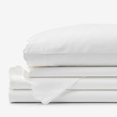 Embroidered Scallop Classic Smooth Sateen Solid Bed Sheet Set - White, Queen