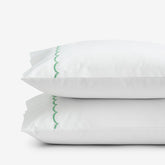 Scallop Embroidered Premium Cool Egyptian Percale Pillowcase Set - Green, King