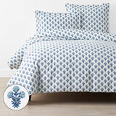 Suhana Garment Washed Cotton Percale Duvet Cover - Blue, Full/Queen