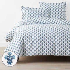 Suhana Garment Washed Cotton Percale Duvet Cover - Blue, Full