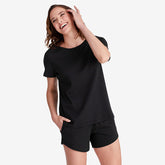 Pima Cotton Women's Shorts Set - Black, XL