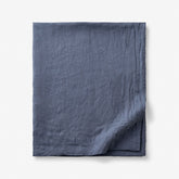 Premium Breathable Washed Linen Solid Flat Bed Sheet - Denim Blue, Full