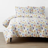 Pastel Poppies Classic Cool Organic Cotton Percale Comforter Set - White, Full/Queen