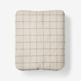 Tailored Stripes and Plaids Premium Breathable Washed Linen Cotton Fitted Bed Sheet - Windowpane Dark Brown, Queen