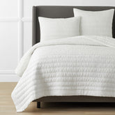 Premium Breathable Washed Linen Solid Quilt - White, Twin/Twin XL