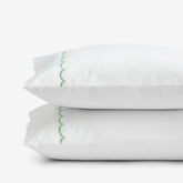 Embroidered Scallop Classic Cool Cotton Percale Pillowcase Set - Green, Standard