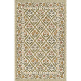 Floral Border Hand Tufted Wool Rug - Green Multi, 2' x 3'