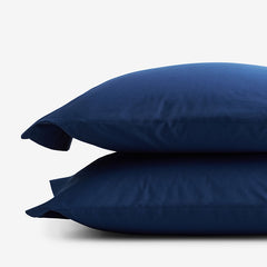 Classic Cool Organic Cotton Percale Solid Pillowcase Set - Navy, King