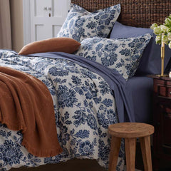 Floral Indigo Garden Classic Cool Cotton Percale Comforter - Blue, Full