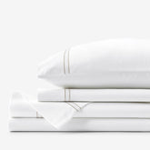 Dorset Stripe Luxe Smooth Egyptian Cotton Sateen Bed Sheet Set - Taupe, Cal King