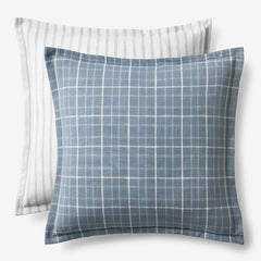 Yarn-Dyed Plaid Reversible Sham - Mineral, Euro