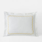 Embroidered Scallop Classic Cool Cotton Percale Sham - Yellow, King