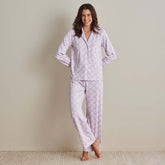 Printed Pima Cotton Women's Button-Down Pajama Set - Lisbon Mauve, M