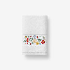 Strawberry Fields Embroidered Hand Towel - White