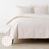 Ditsy Gingham Classic Cool Organic Cotton Percale Duvet Cover Set - Pink, Twin/Twin XL