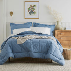 Classic Cool Cotton Percale Comforter - Slate Blue, Full