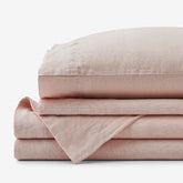 Premium Breathable Washed Linen Solid Bed Sheet Set - Rose Smoke, Twin