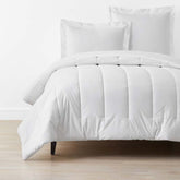 Solid Garment Washed Cotton Percale Comforter - White, Full/Queen