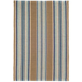 Blue Heron Stripe Handwoven Cotton Rug - Blue, 4' x 6'