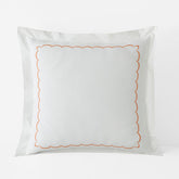 Embroidered Scallop Classic Cool Cotton Percale Sham - Melon, Euro