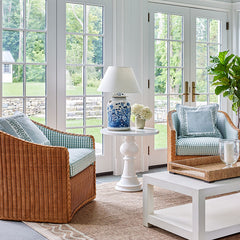 Wave Border Outdoor Rug - Natural, 8' x 10'