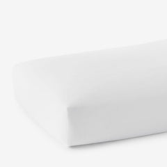Solid Garment Washed Cotton Percale Fitted Bed Sheet - White, Queen