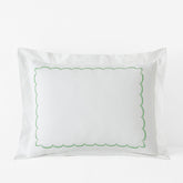 Embroidered Scallop Classic Cool Cotton Percale Sham - Green, Standard
