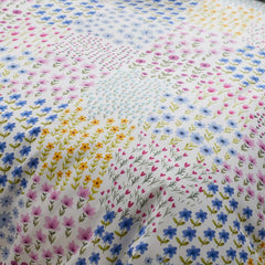 Tiny Blossoms Classic Cool Organic Cotton Percale Duvet Cover Set - White Multi, Full