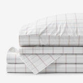 Yarn-Dyed Plaid Garment Washed Cotton Percale Bed Sheet Set - Ivory Multi, Queen
