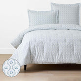 Tira Floral Classic Cool Cotton Percale Comforter - Flower Blue, King/Cal. King