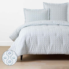 Tira Floral Classic Cool Cotton Percale Comforter - Flower Blue, King/Cal. King