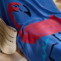 Cotton Terry Beach Towel - Flamingo