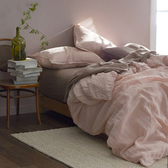 Premium Breathable Washed Linen Solid Pillowcase Set - Rose Smoke, King