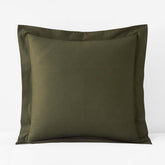 Solid Garment Washed Cotton Percale Sham - Olive, Euro