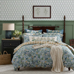 Strawberry Fields Classic Cool Cotton Percale Reversible Duvet Cover - Slate, King/Cal. King