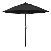 Round Outdoor Patio Umbrella, Aluminum with Auto Tilt Crank - Black Finish, Black, 9'