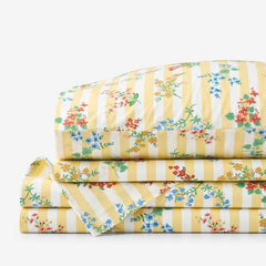 Amelia Classic Cool Cotton Percale Bed Sheet Set - Buttercup, King