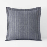 Tailored Stripes Premium Breathable Washed Linen Cotton Reversible Sham - Wide Stripe Deep Navy, Euro