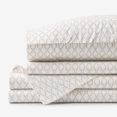 Feliciana Geo Garment Washed Cotton Percale Bed Sheet Set - Clay, Queen