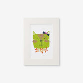 Stylish Cats Wall Art - Green