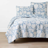 Feliciana Chrysanthemum Reversible Quilt - Blue, Full/Queen