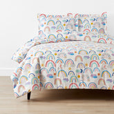 Magical Rainbows Classic Cool Organic Cotton Percale Duvet Cover Set - White Multi, Full/Queen