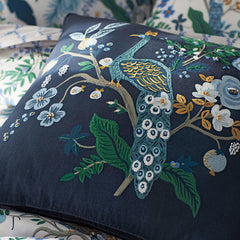 Peacock Decorative Square Pillow Cover - Navy Multi